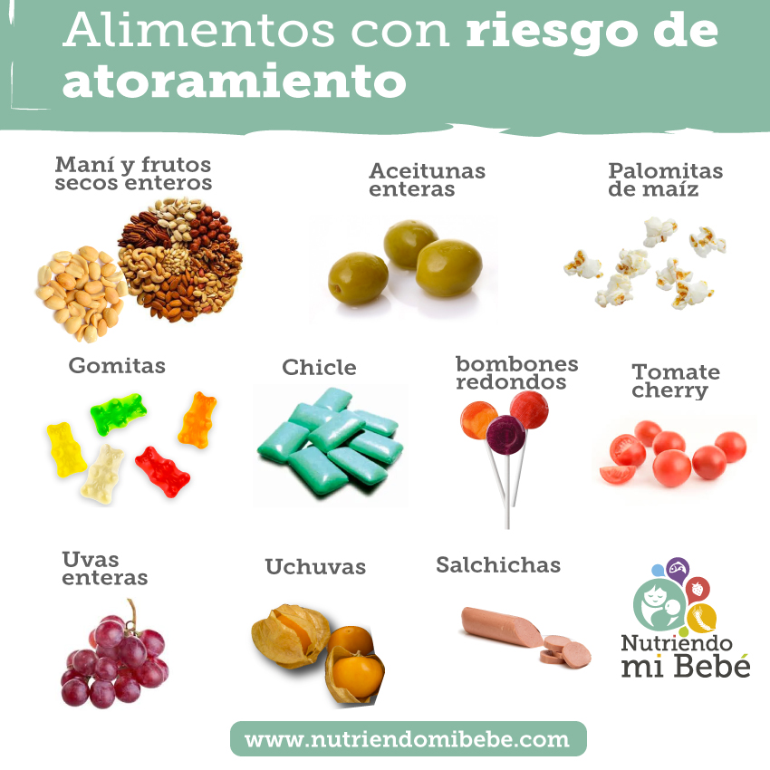 Alimentos con riesgo de atoramiento para los bebés