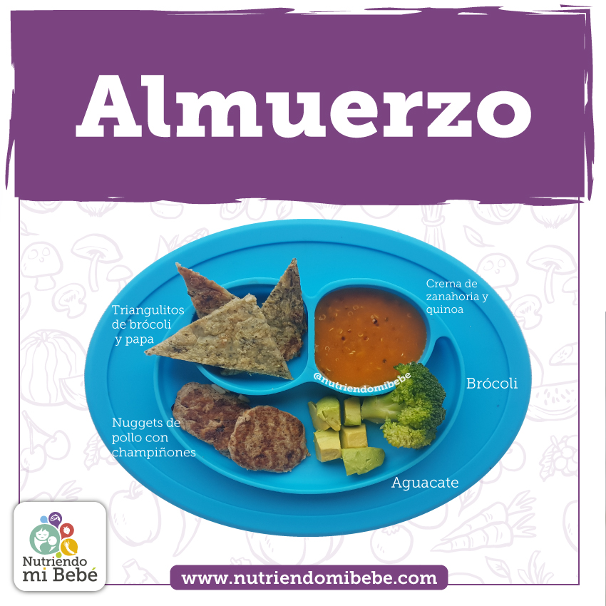 Almuerzo con crema de zanahoria para bebés